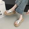 Cool slippers female summer wear 2025 new fairy style with skirt platform beach sandals fashion one-word drag female