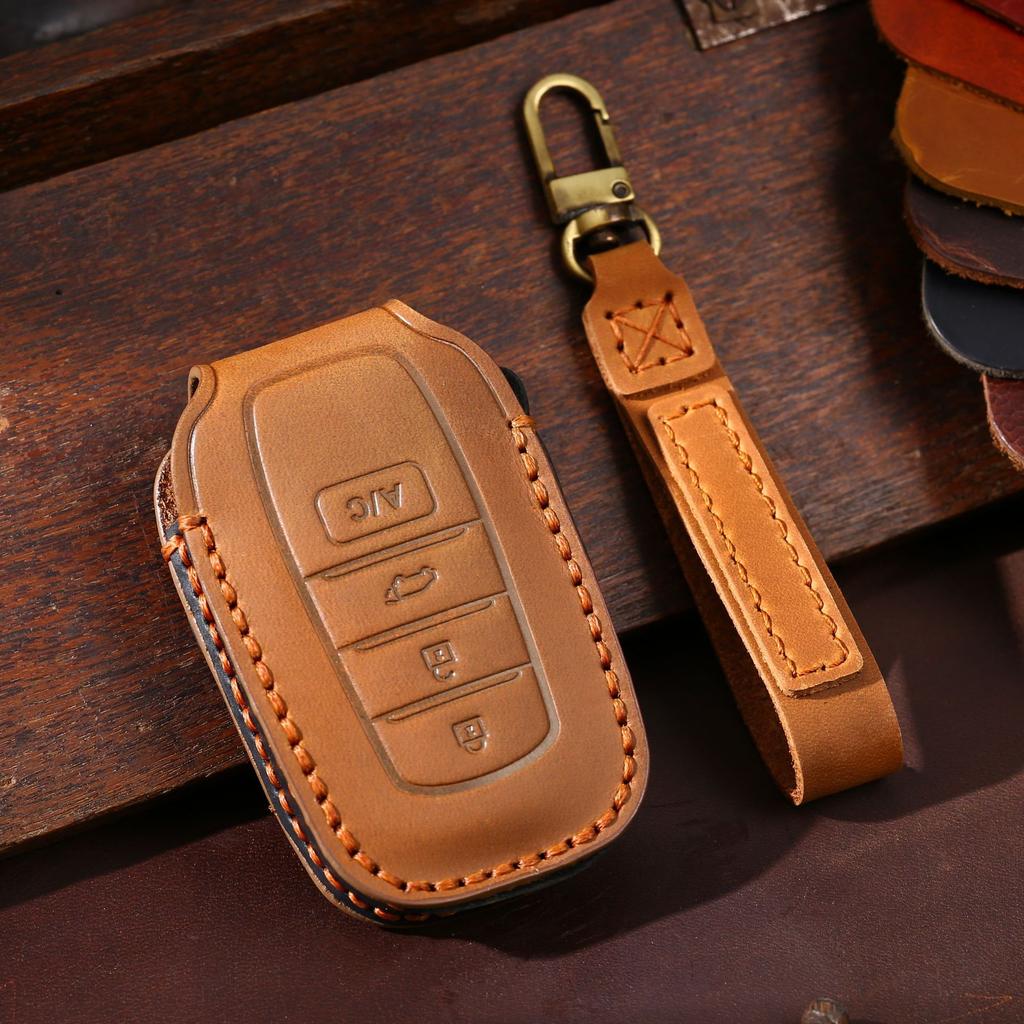 Car Key Case for Toyota BZ4X Key Case Corolla Vios Crazy Horse Leather Car Key Case Genuine Leather