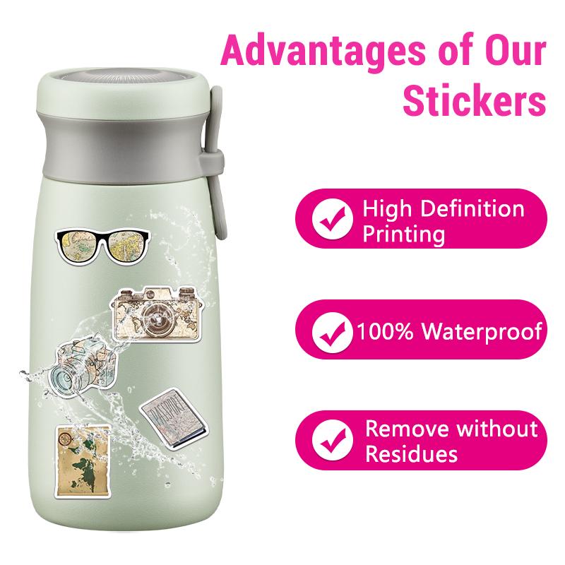 High-Standard 50Pcs Premium-Quality Vintage Premium-Quality Travel Top-Grade Stickers Top-Grade Aesthetic First-Class Clock Premium-Quality Maps