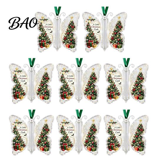 Feiertagsparty Hängende Dekoration Schmetterling Bargeldgeschenk-Schmuckstück, Weihnachts-Geldhalter mit Acryl Festlichem Druck, Baumanhänger für Überraschungsgeschenke,