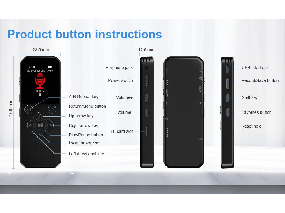 High-Definition Noise-Reducing Voice Recorder with Long Standby for Students and Business Meetings