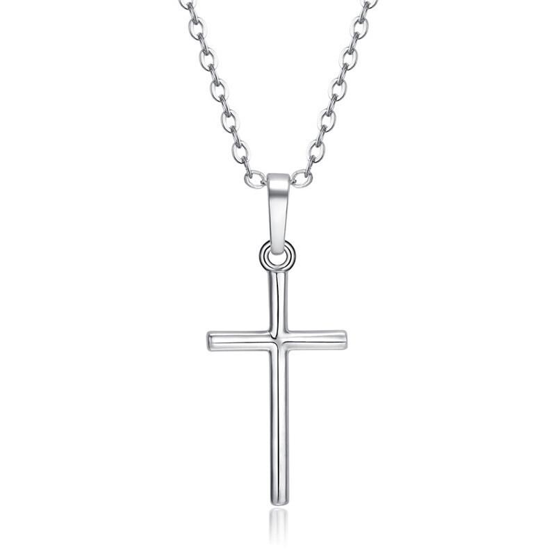 Simple Silver Gold Plated Cross Pendant Necklace Women Men's Jewelry Gift