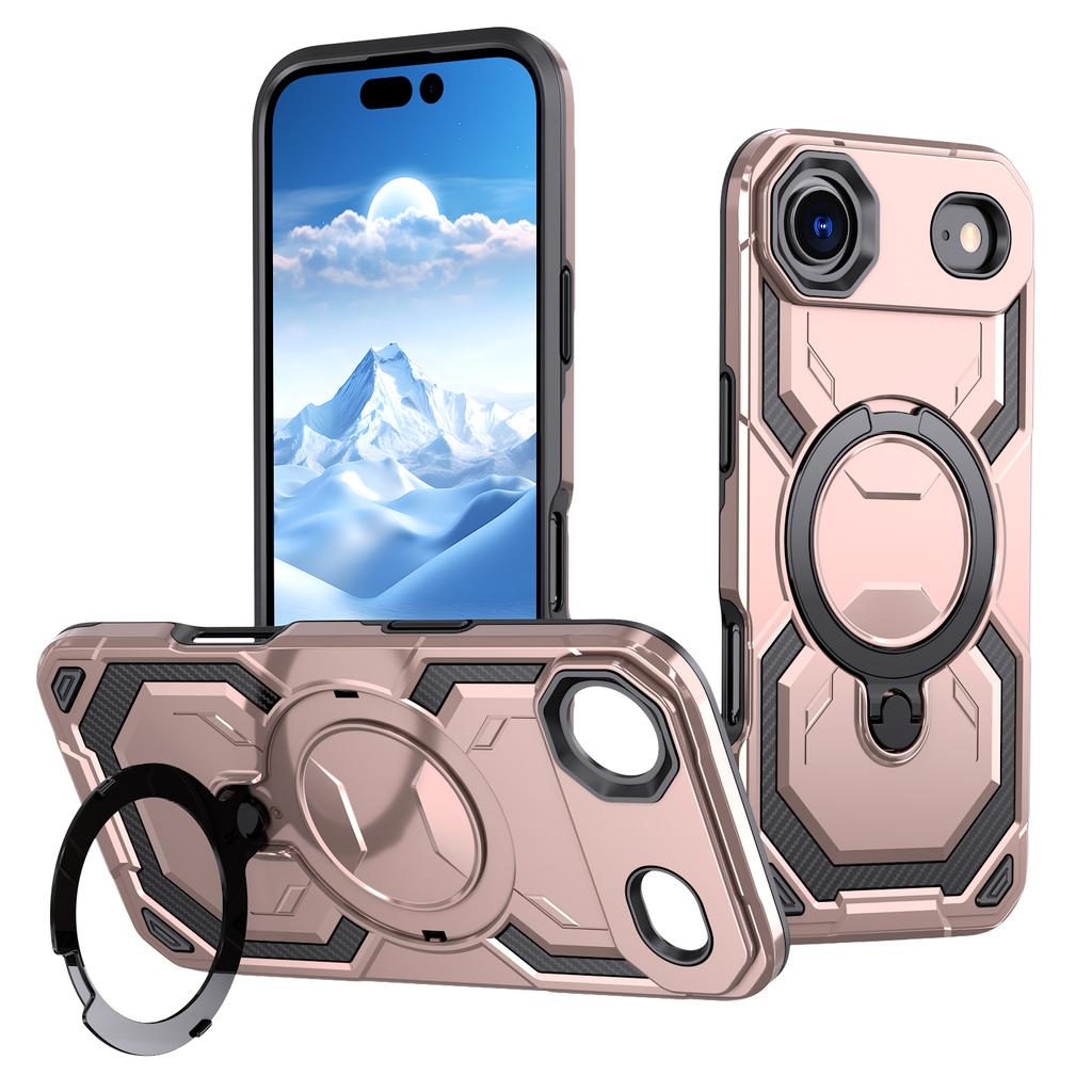 Pro iPhone Air Magnetický kryt s kroužkem a stojánkem, hybridní kryt telefonu PC + TPU