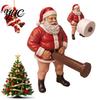 Christmas Kitchen Counter Decor Naughty Santa Toilet Paper Holder, Funny Character Design Holiday Stand Towel Stand, Stable Base Decorative Organizer