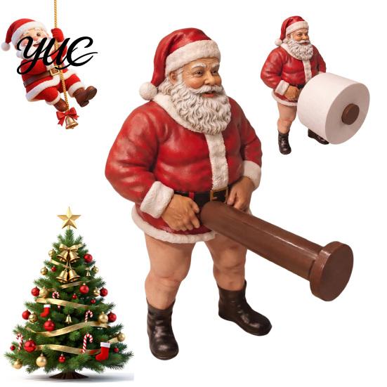 Christmas Kitchen Counter Decor Naughty Santa Toilet Paper Holder, Funny Character Design Holiday Stand Towel Stand, Stable Base Decorative Organizer