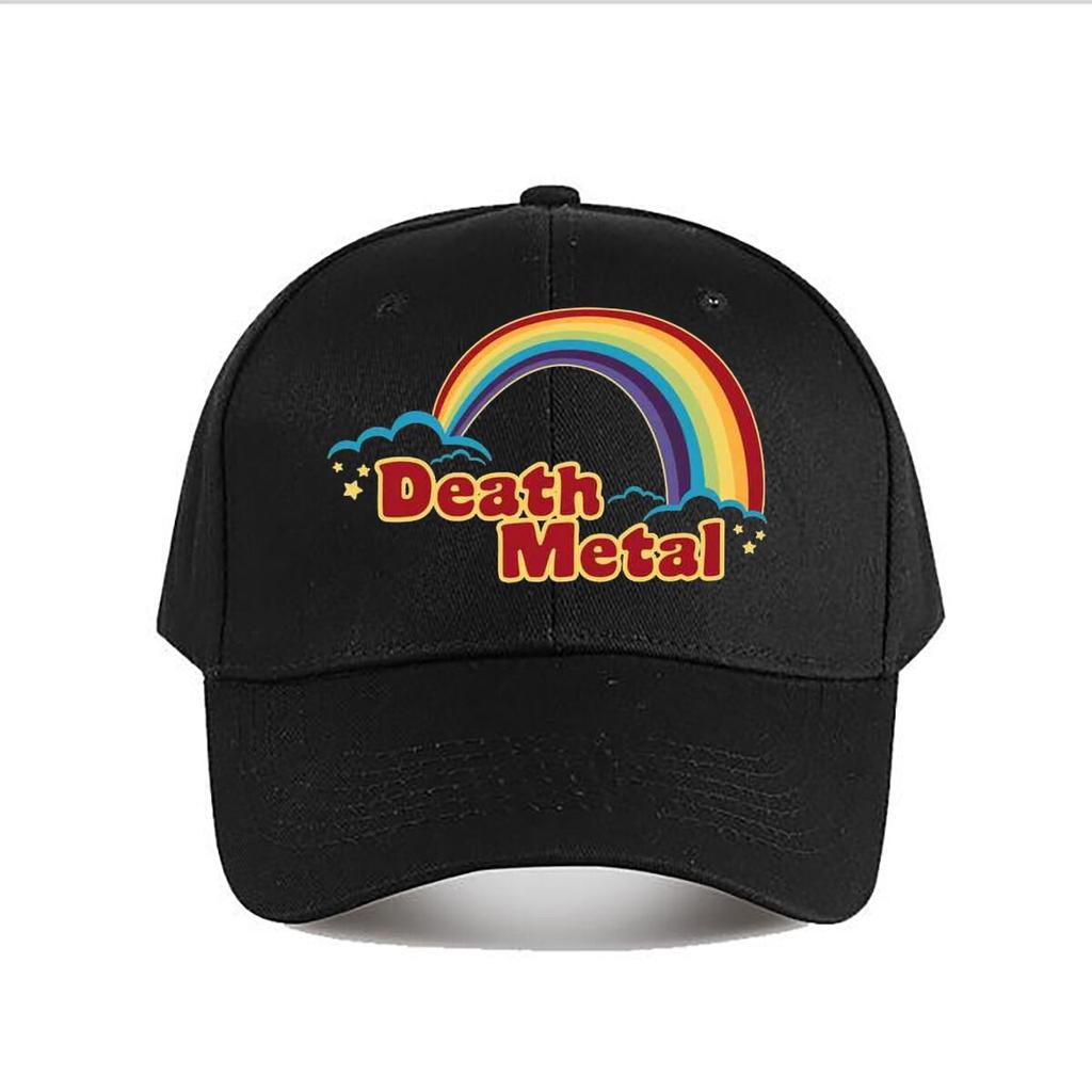 Rainbow  Death Metal Contrast Kitsch Emblem Design Baseball Cap Fashion Outdoor Sports Sunhat Unisex Snapback Cap WoUnisexs