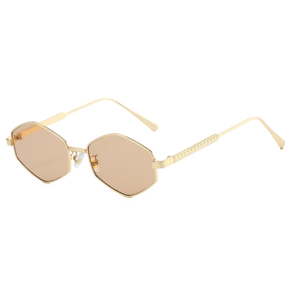 

2026 New Arrival Polygon Metal Sunglasses, Angular Frame with Personalized Printed Temples, Stylish PC Lens Shades