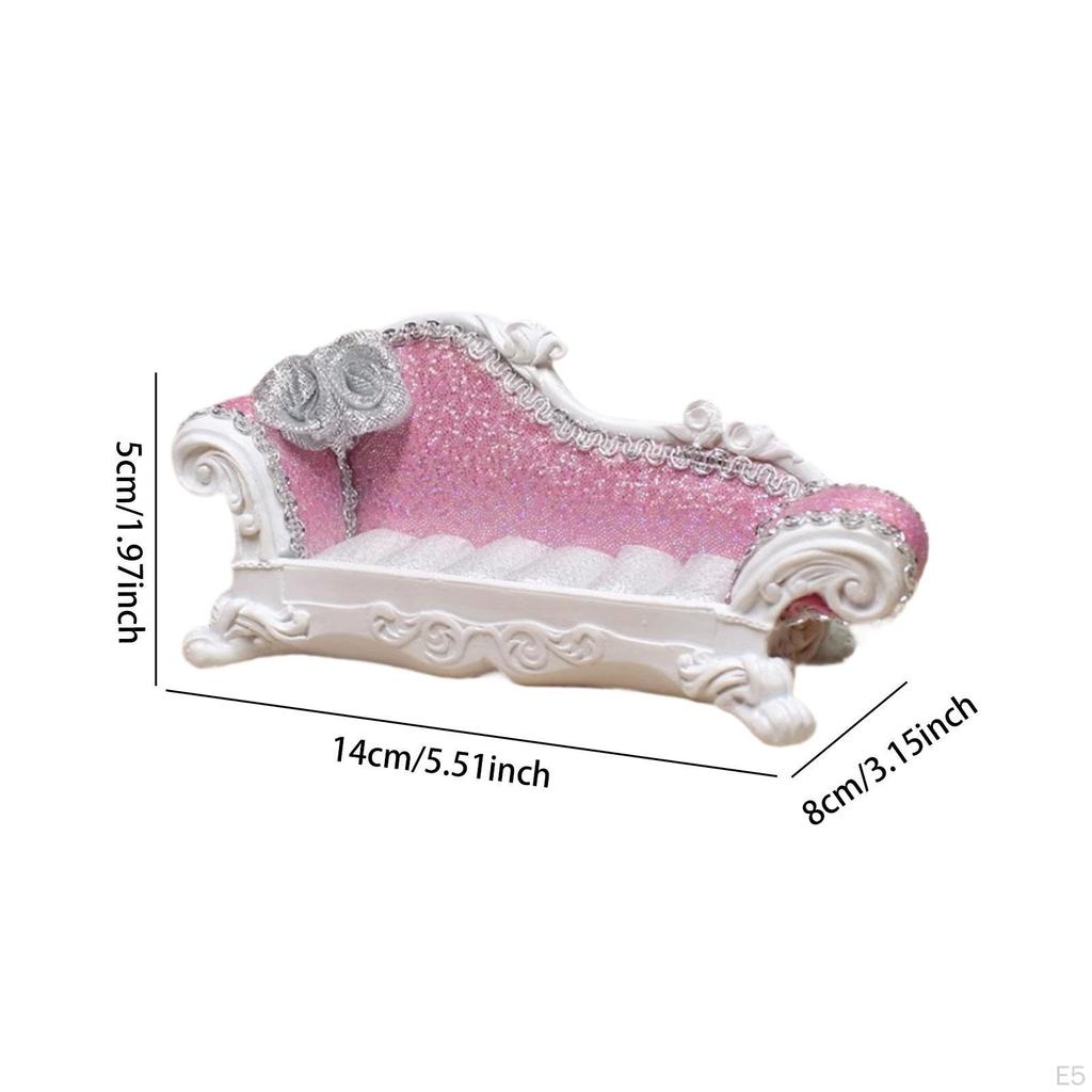 1/12 Dollhouse Long Sofa Miniature Model 14x8x5cm Realistic Furniture Accessories Versatile Ornament