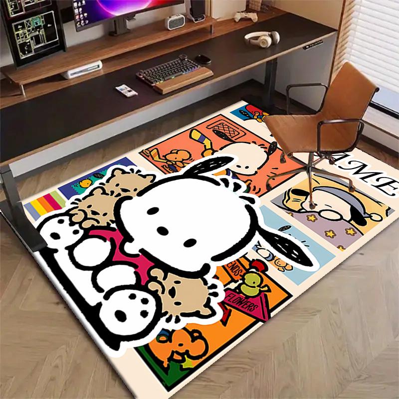 Custom Pochacco Mat Personalized Name, Polyester Washable Indoor Entryway Rug, Gift for Christmas, Easter, Thanksgiving Day