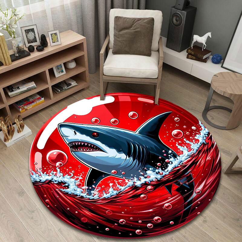 Whimsical Round Peacock Multicolor Carpet, Non-Slip Floor Mat for Dining Room