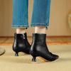 Fashion NEW Autumn/Winter Women Boots Pointed Toe Kitten Heel Shoes Split Leather Shoes Women Zip Ankle Boots Belt Buckle Modern Boots