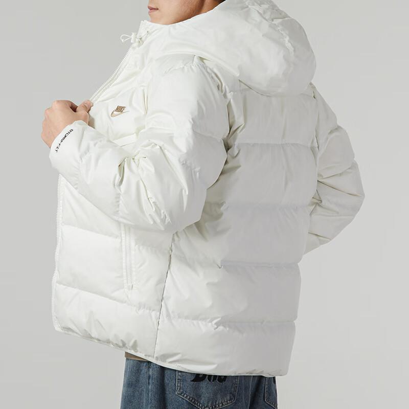 Nike Solid Color Logo Casual Hooded Down Jacket Men Outerwear White FZ1103-133