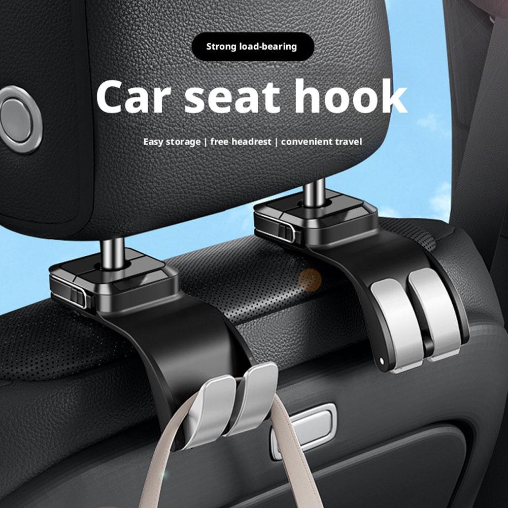 Car Headrest Hooks With Automatic Rebound 25KG Load-Bearing For Front Rear Seats Organizing Bag Groceries Car Interior Acce R3M8