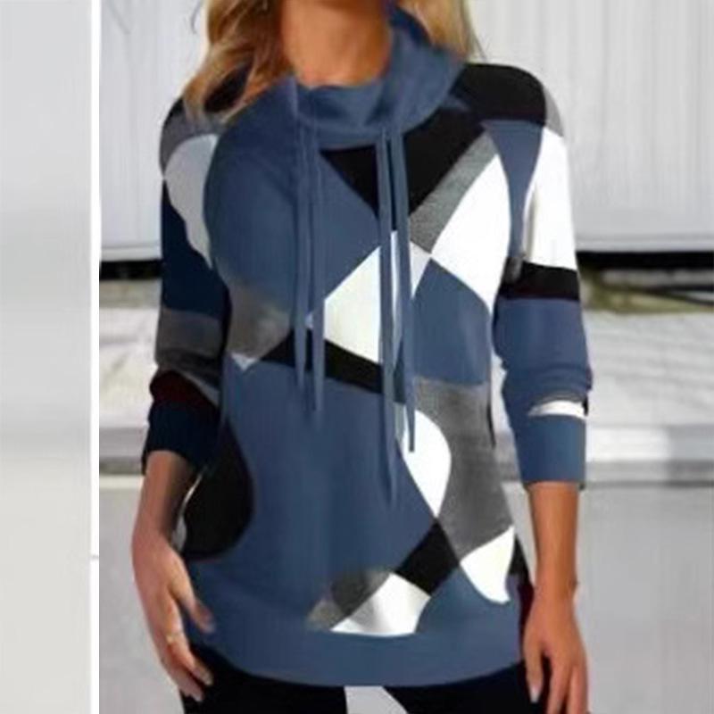 

2026 European & American High Collar Printed Fashion Sweatshirt XXXL синій