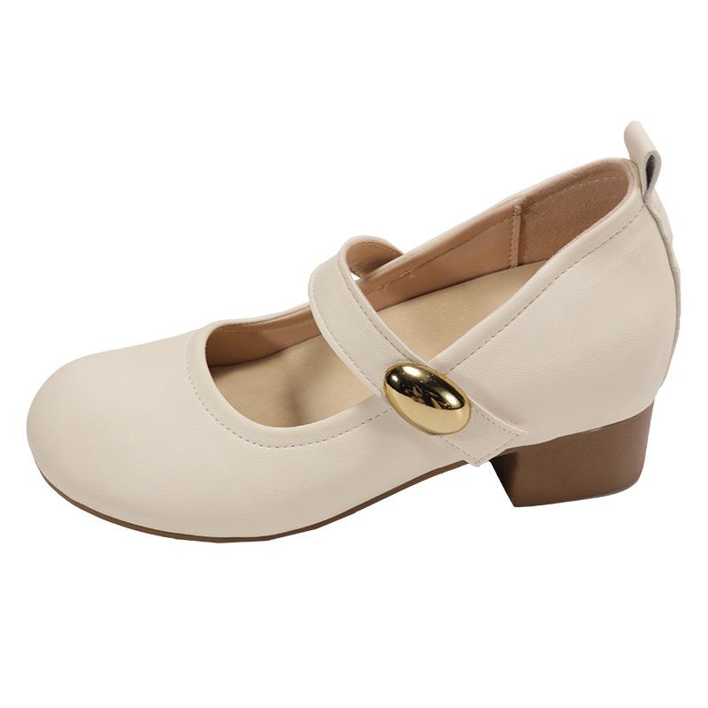 White French Round Head Thick High Heel Light Mouth Single Shoes Women's Autumn 2025 New Versatile Inner Height Increase Retro Mary Jane Shoes