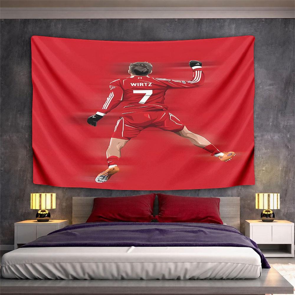"Red Soccer Player Celebration Art" Pattern Wall Hanging Tapestry Decorative Tapestry Home Decor for Bedroom and Living Room