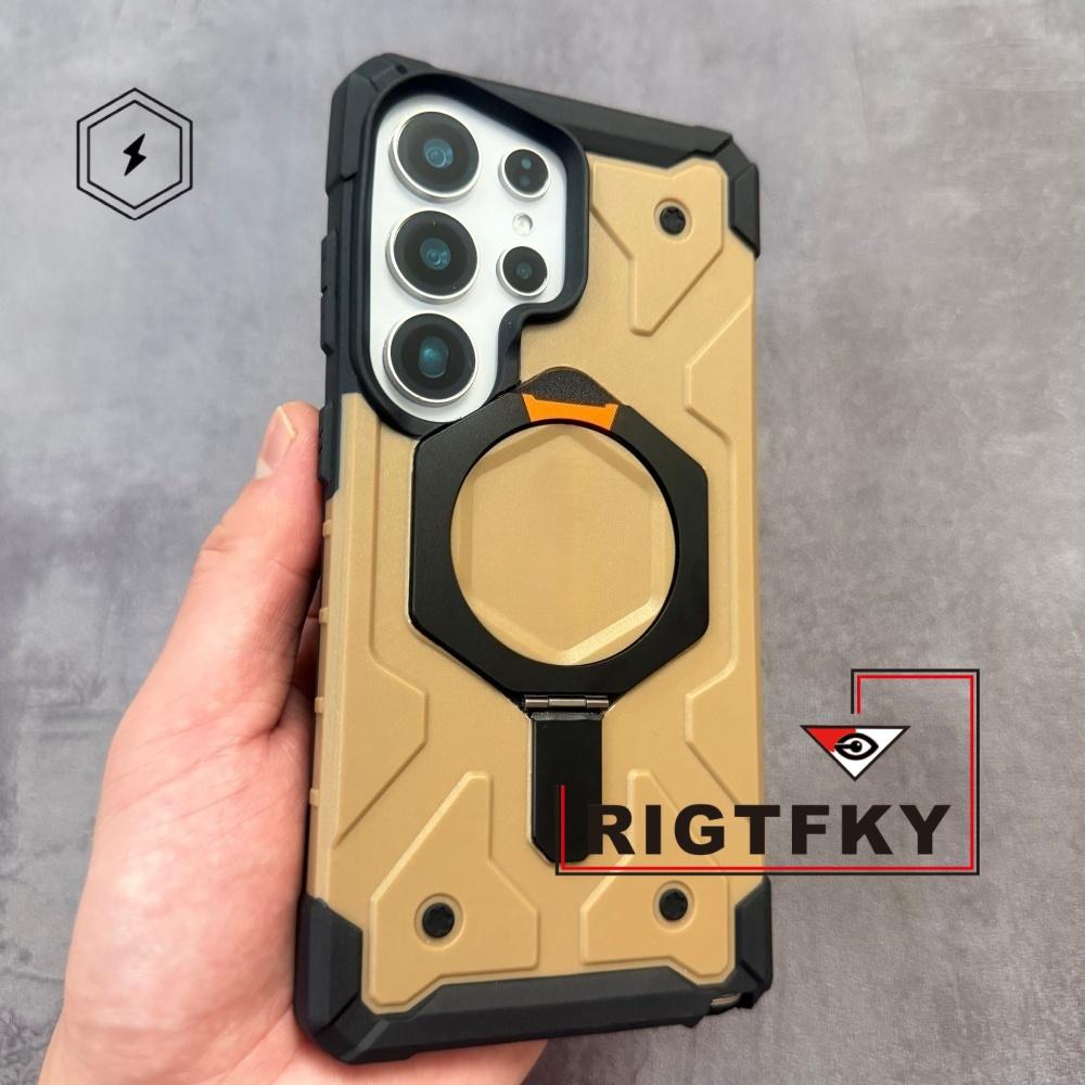 NY Militär Tålig Stötskyddande Telefonfodral för Samsung S26 Plus S25 S24 S23 Ultra Magnetisk Hållare Stöd Skyddande Fodral