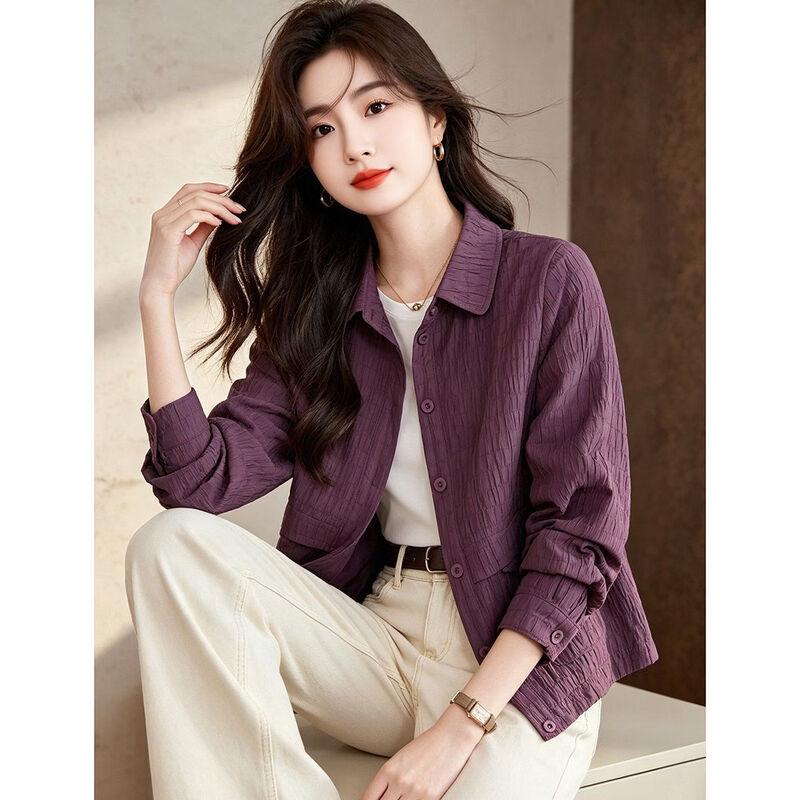 D.F.DEAR Women's Textured Loose Fit Lapel Jacket