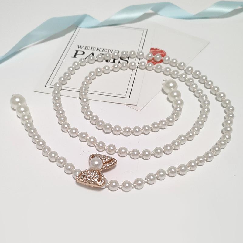 Pearl Waist Chain Ladies Belt Dress Decorative Rhinestones Beaded Waist Seal Elegant Women