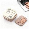 304 Stainless Steel Handheld Lunch Container Leak-proof Cartoon Square Children's Bento Lunch Box With Fork Spoon Microwave Safe