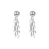 A pair of wheat ears gray pearl stud earrings for women's unique niche design fringed earrings atmospheric ears
