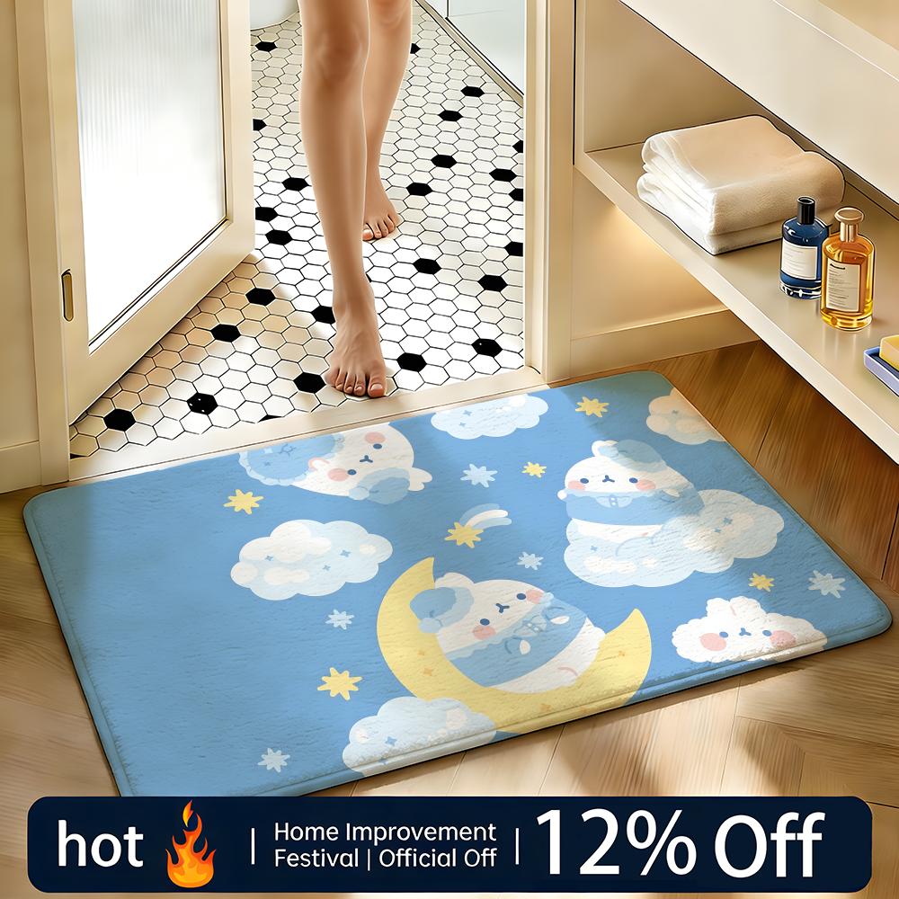 Soft Absorbent Non-Slip Rug Character Molang Floor Mat Home Decor Doormat Bedroom Floor Mat Shower Carpet