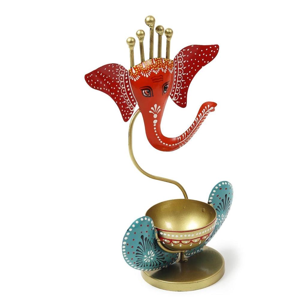 Lord Ganesha Idol Tea Light Holder l Tea Light Holder for Home Decoration, Pooja Room | Corporate Gift Items l Tabletop Gifts for Office Desk