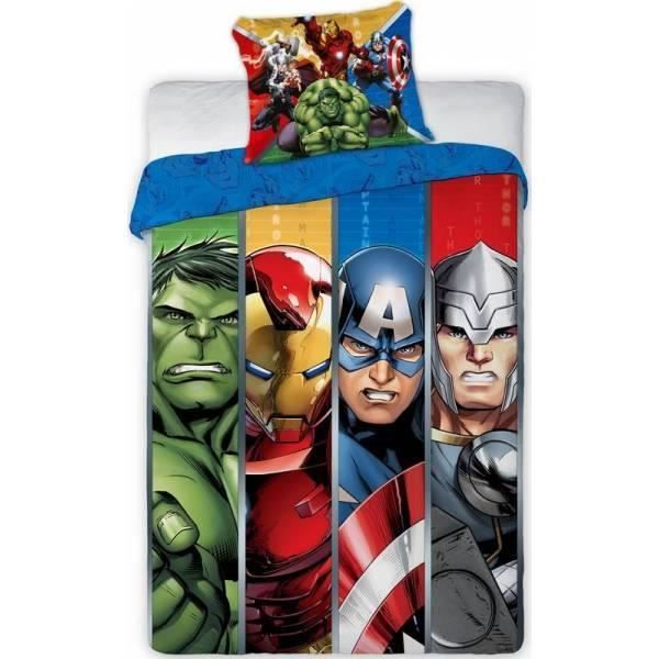 Parure de couette - HOMEROKK - Avengers Marvel - 140x200 cm - Taie d'oreiller incluse - Drap housse 90x190
