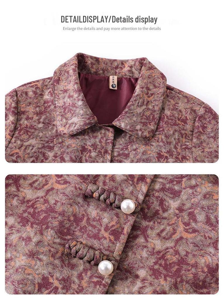Mom's Spring Floral Cardigan: Stylish, Age-Reducing Lapel Jacket for Middle-Aged & Elderly Women - Casual Fashion Top for Spring & Autumn