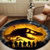 Dinosaur Moonlit Adventure Round Rug for Livingroom,Bedroom, Palyroom, Chair Rug, Area rug, Circle Carpet, Large Size Fan Christmas gift