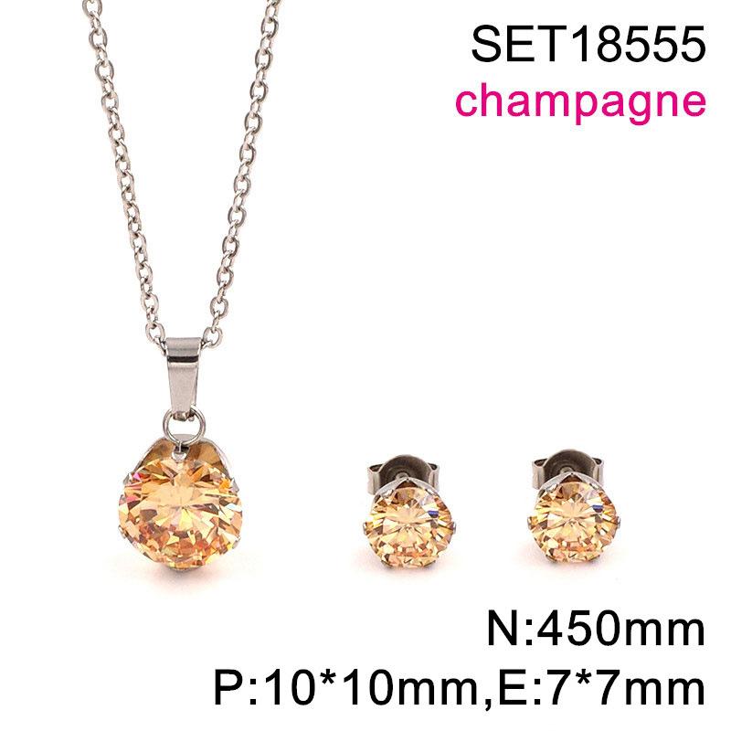 Popular in Europe and The United States, Round Color Zircon Titanium Steel Set, Versatile Exquisite Women's Collarbone Chain Earrings, Versatile 2026