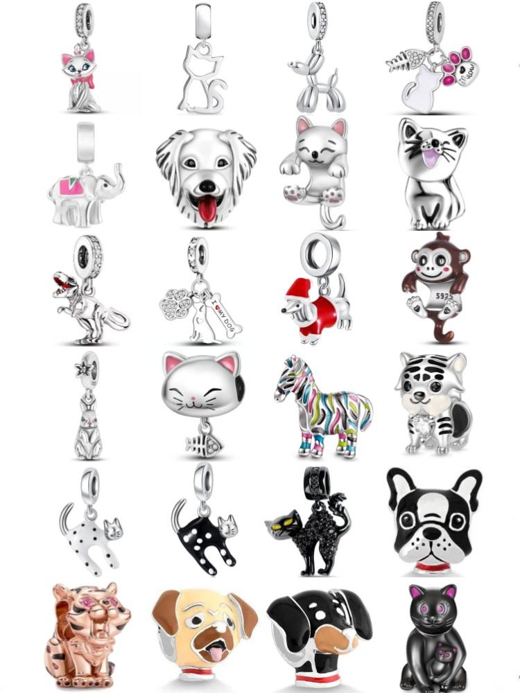 European New Copper Cute Animal Dogs, Cats, Elephants Pendant Suitable For Original Bracelet Diy Charm Jewelry
