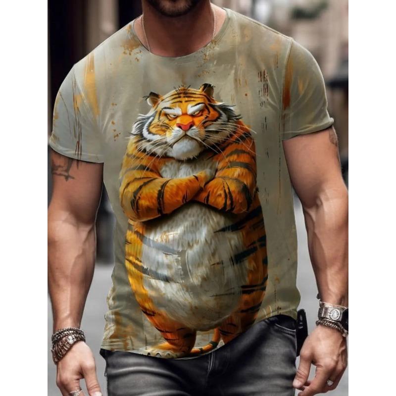 Men's Animal Funny T Shirt Short Sleeve T shirt 3D Print O-Neck Shirt Exaggerated Designer Party Summer Casual Clothing Apparel
