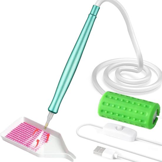 

Вакуумная алмазная художественная ручка Электрическая алмазная художественная ручка с лотком для хранения Без воска зелёный