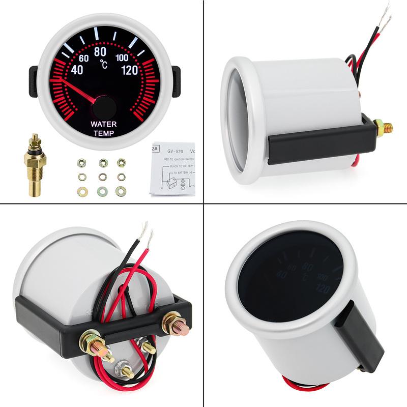 52mm Water Temperature Gauge 40~120 ℃ Water Temp Radiator Temperature Water Temp Joint Pipe Sensor 24MM ~ 40mm Hose Adapter