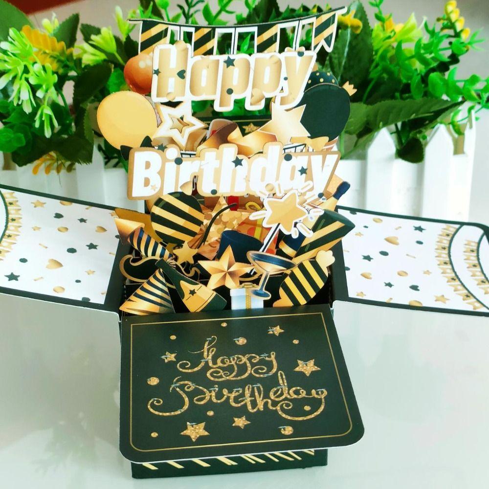 Gift 3D Pops-up Bouquet Girlfriend Mothers Day Cards New Paper Flowers