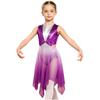Sleeveless Keyhole Back Dress with Metallic Bodice Cutout Waist Asymmetrical Gradient Mesh for Girls Lyrical Dance Competition