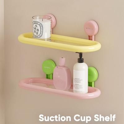 High Quality Suction Cup Storage Rack Wall-Mounted Punch Free Triangle Shelf Dopamine Color Organizer Rack Home Use