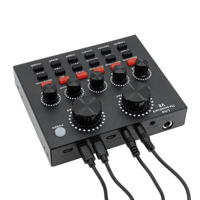 V8 Audio Sound Card USB Plug DJ Equipment Sound Cards Audio Mixer For Phone Computer PC Webcast Live External Karaoke Recording
