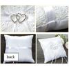 15cm Elegant Double Heart Rings Cushion Decor Delicate Lace Rings Pillow Bridal Rings Pillow for Wedding Dating Ceremony
