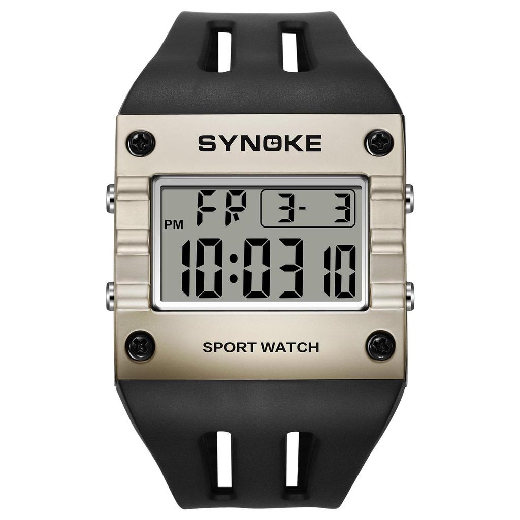 SYNOKE Men's Trendy Square Alloy Sport Watch - Large Screen, Fashionable, Waterproof.