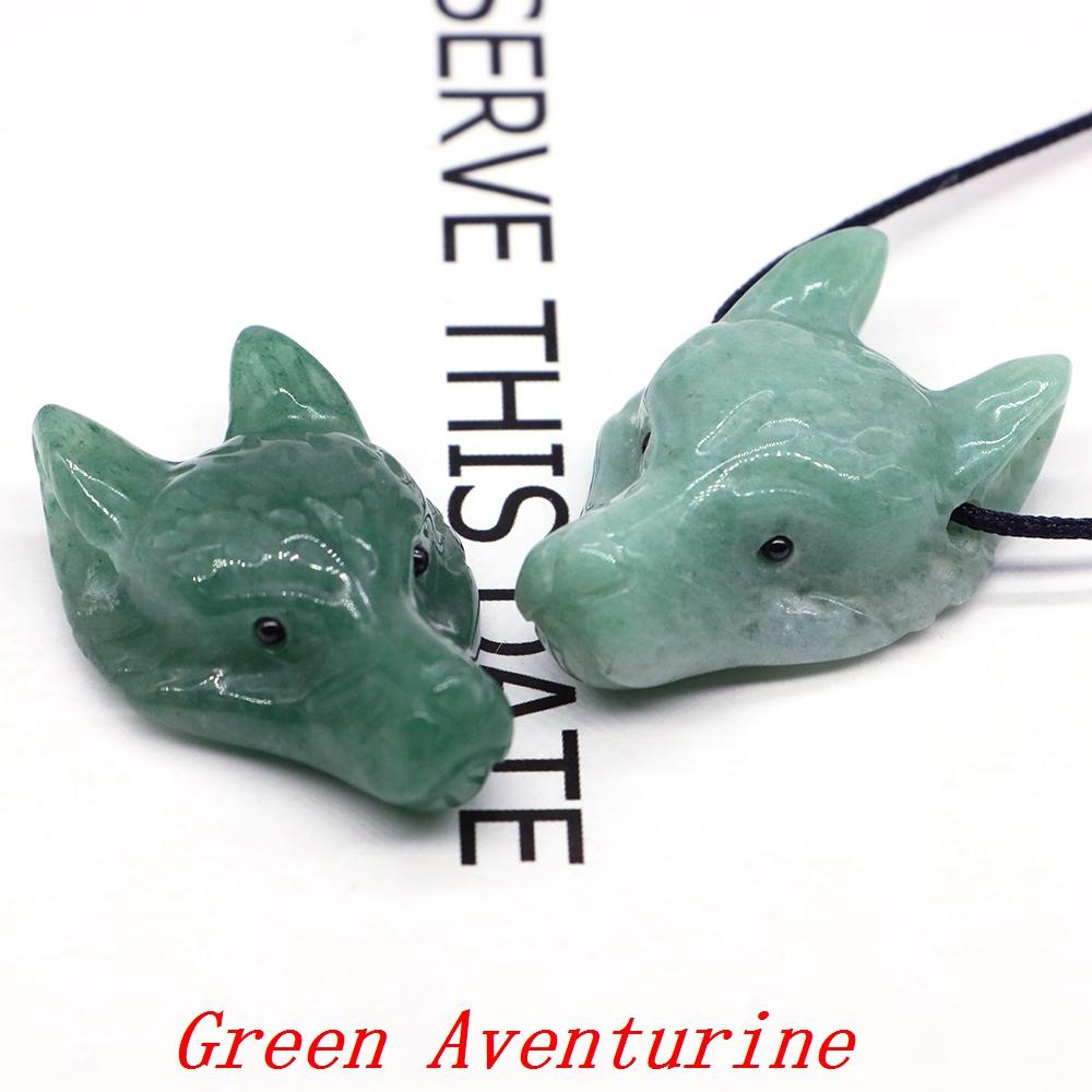 Testa di Lupo in Pietra Naturale da 1,5" Cristallo Curativo Reiki Animale Scolpito a Mano Statuetta Decorazione in Pietra Preziosa Fai da Te Accessori per Gioielli Regali