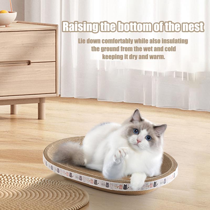 1pc Cat Scratching Board Protect Furniture Grinding Claw Toys Oval Corrugated Paper Wear-resistant Cat Nest Cat Accessories