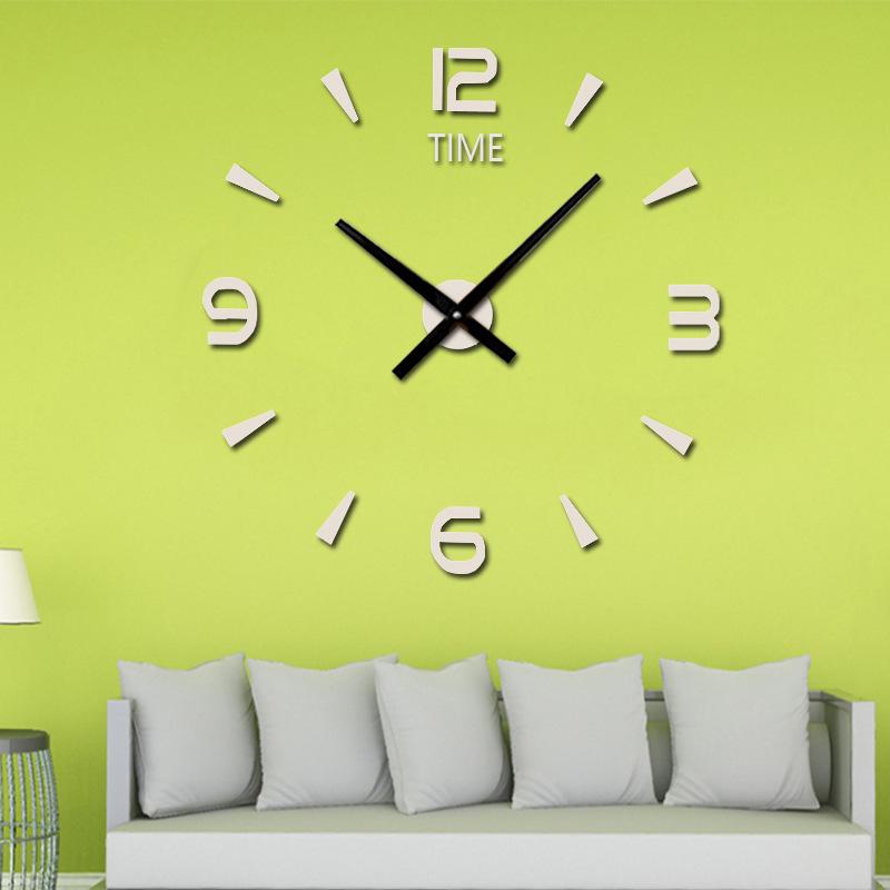 3D Acrylic Wall Clock with Luminous Stickers for Living Room TV Background - Creative Decorative Clock