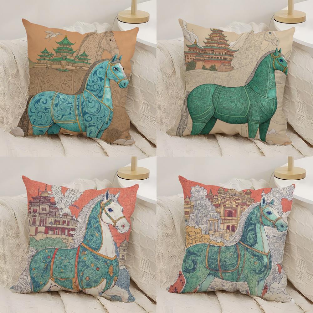 Luxury Dream Pegasus Cushion Cover Silky Short Plush DoubleSided Printed Pillow Case for Sofa All Seasons Home Decor Gift