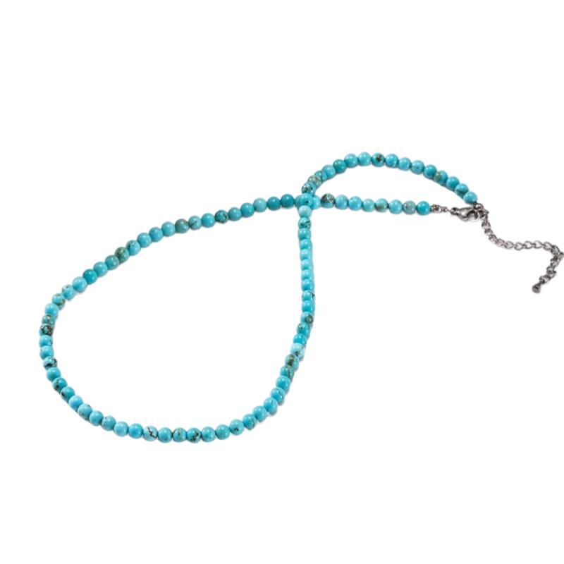 Přírodní modrý tyrkys kulaté korálky ručně pletený náhrdelník, bohémský stylový elegantní denní dovolenková bižuterie, nejlepší volba pro dárek pro maminku