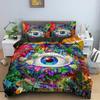 3D Blaues Böses Auge Bettbezug King Queen Größe Psychedelisches Magisches Zeichnungsaugen Bettwäscheset Kinder Jugendliche Erwachsene Polyester Steppdeckenbezug