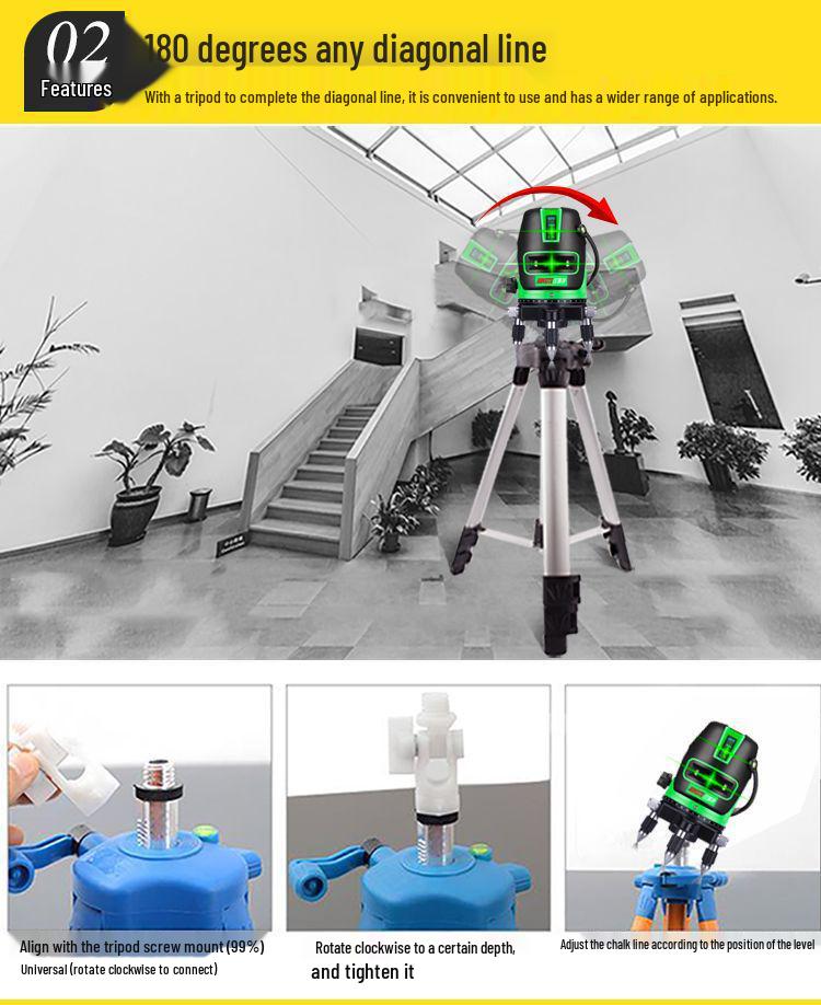 Outdoor High-Precision Infrared and Blue Laser Level - 2, 3, 5 Lines