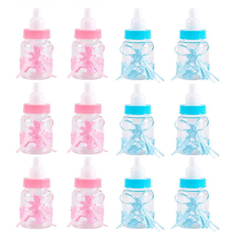 6/12pcs Blue Pink Baby Shower Gift Box Bottle Boy Girl Birthday Party Favors Gift Favorite Baptism Christening Candy Boxes