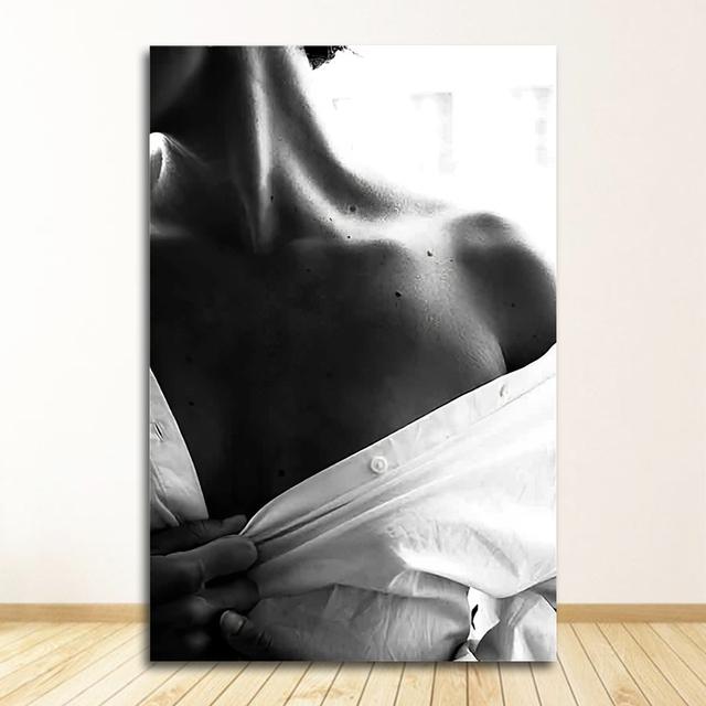 Poster di donne Immagini artistiche da parete Soggiorno Decorazione per la casa Bianco e nero Sexy Finestra Ragazza Nordica Tela Pittura Moda Bella